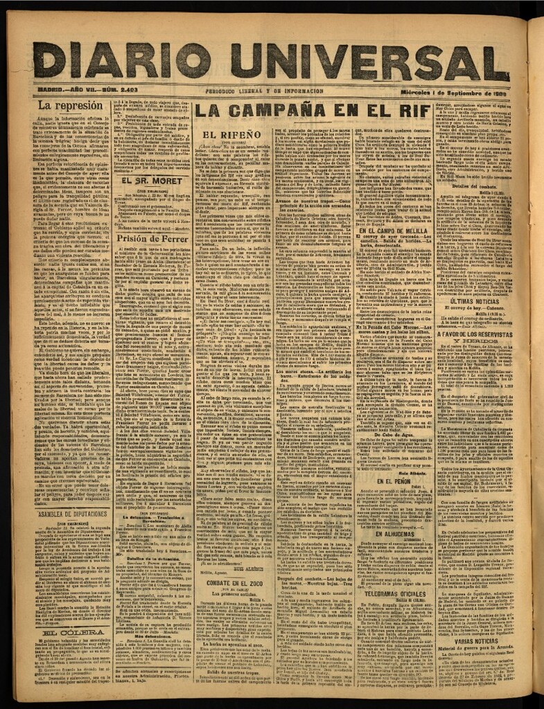 Miniatura de Diario Universal del 1 de septiembre de 1909