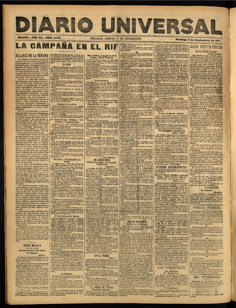 Miniatura de Diario Universal del 5 de septiembre de 1909