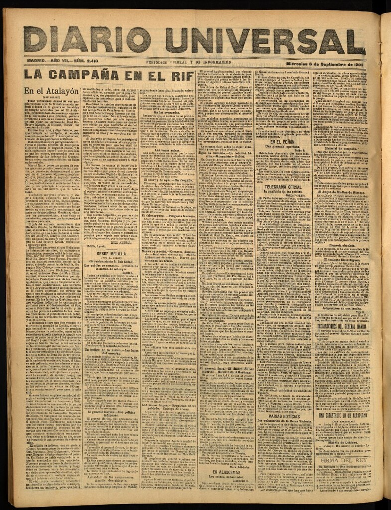 Miniatura de Diario Universal del 8 de septiembre de 1909