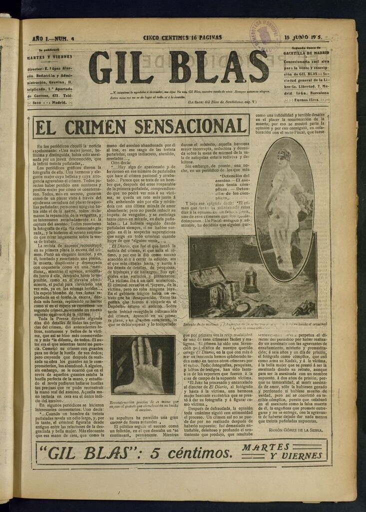 Miniatura de Gil Blas del 15 de junio de 1915