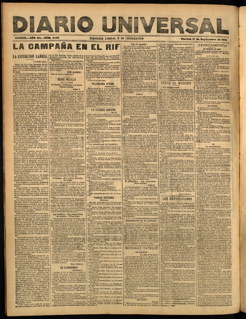 Miniatura de Diario Universal del 17 de septiembre de 1909