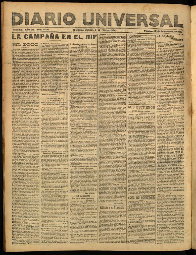 Miniatura de Diario Universal del 19 de septiembre de 1909