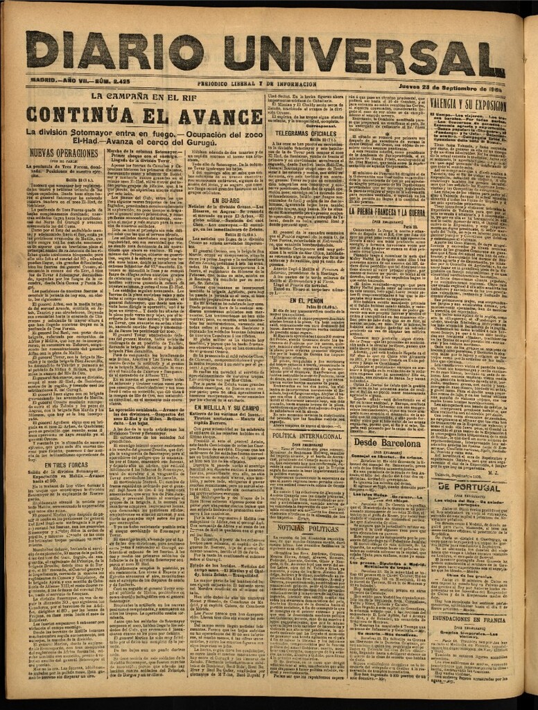 Miniatura de Diario Universal del 23 de septiembre de 1909