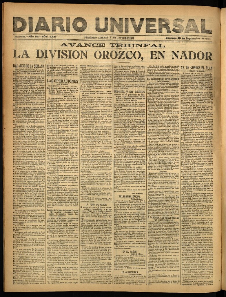 Miniatura de Diario Universal del 26 de septiembre de 1909
