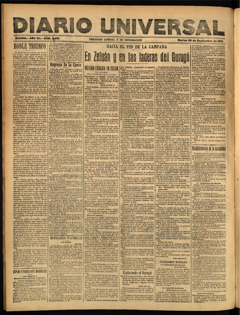Miniatura de Diario Universal del 28 de septiembre de 1909