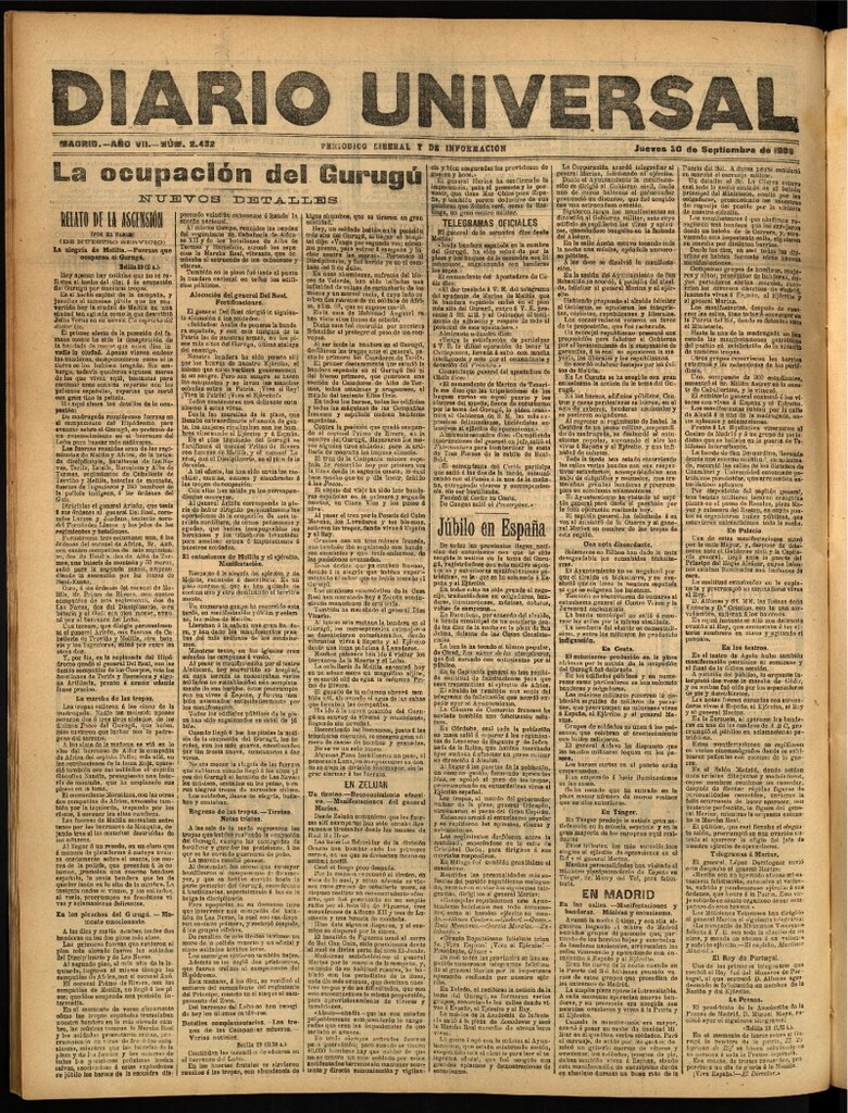 Miniatura de Diario Universal del 30 de septiembre de 1909