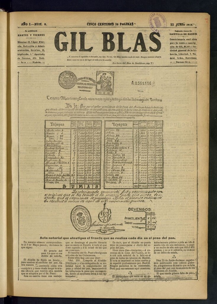 Miniatura de Gil Blas del del 22 de junio de 1915