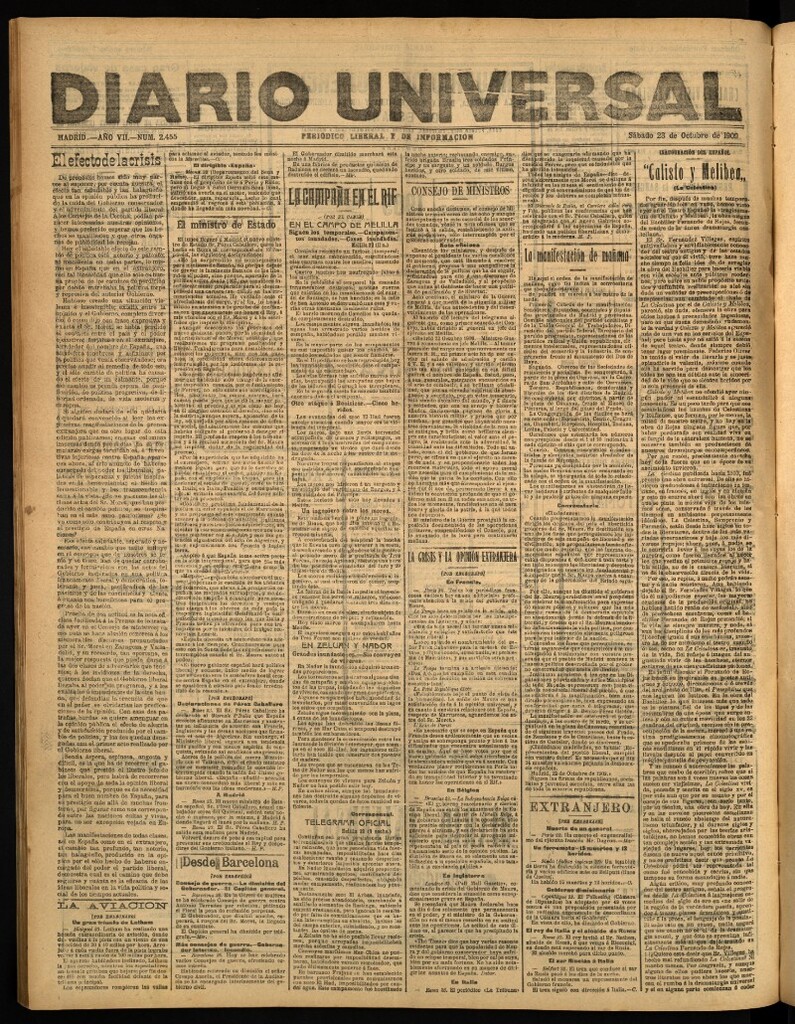 Miniatura de Diario Universal del 23 de octubre de 1909