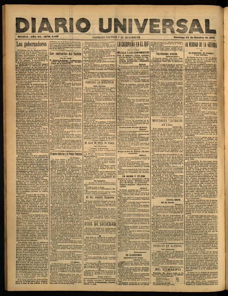 Miniatura de Diario Universal del 24 de octubre de 1909