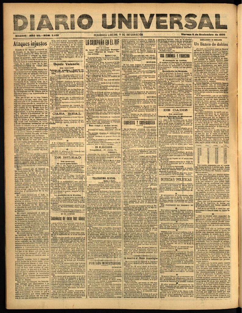 Miniatura de Diario Universal del 5 de noviembre de 1909