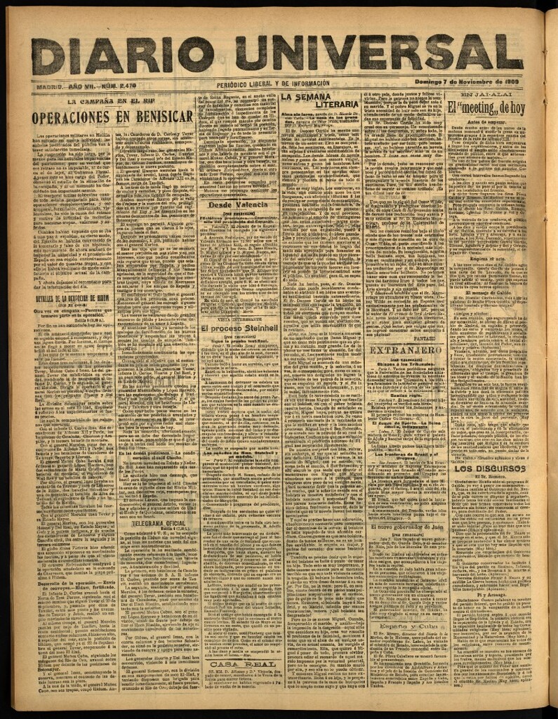 Miniatura de Diario Universal del 7 de noviembre de 1909