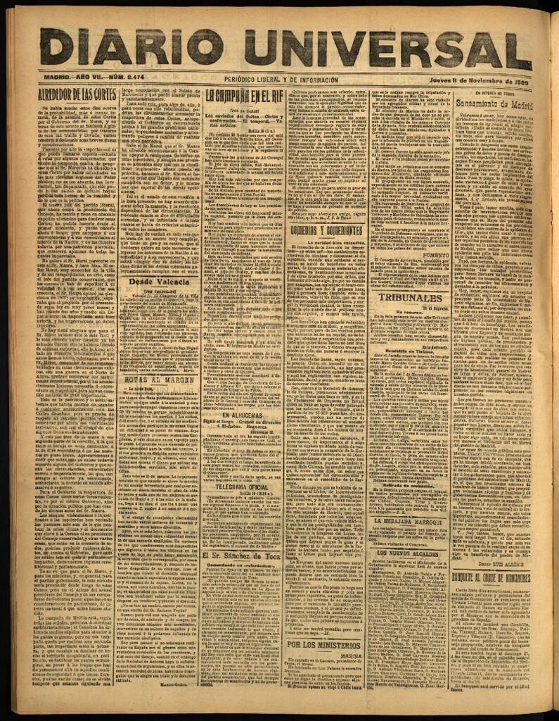 Miniatura de Diario Universal del 11 de noviembre de 1909