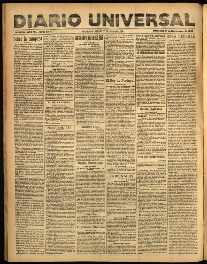 Miniatura de Diario Universal del 17 de noviembre de 1909
