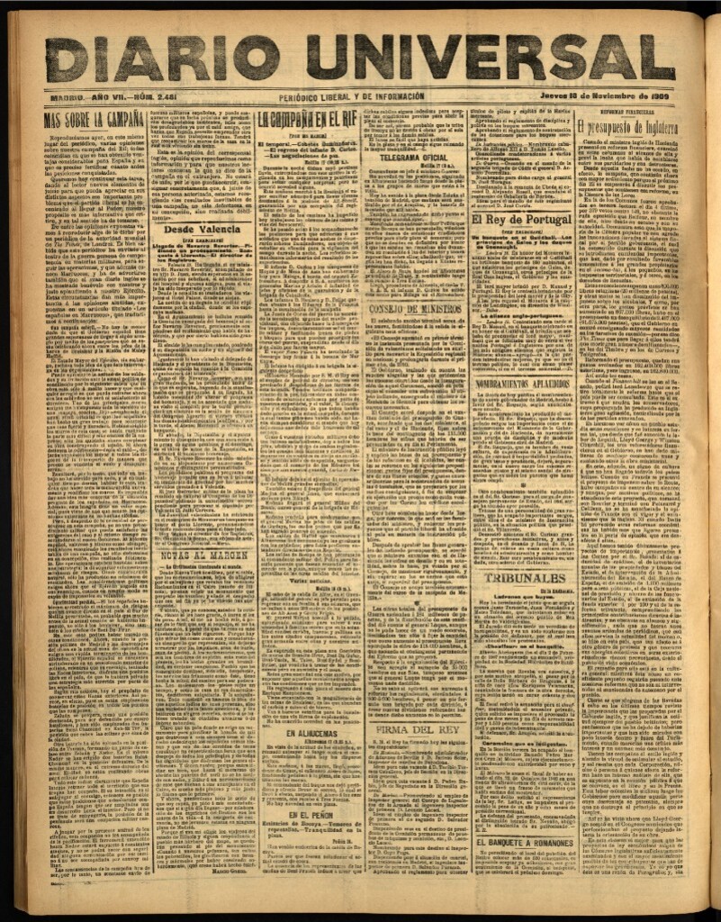 Miniatura de Diario Universal del 18 de noviembre de 1909