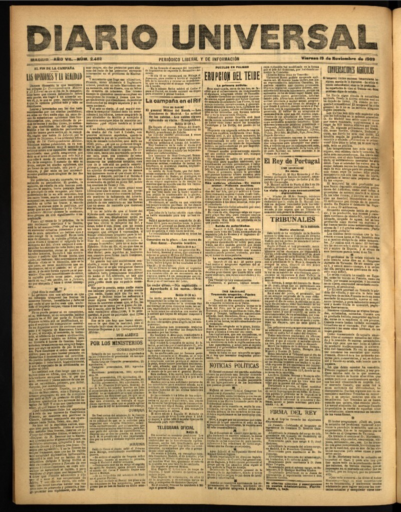 Miniatura de Diario Universal del 19 de noviembre de 1909
