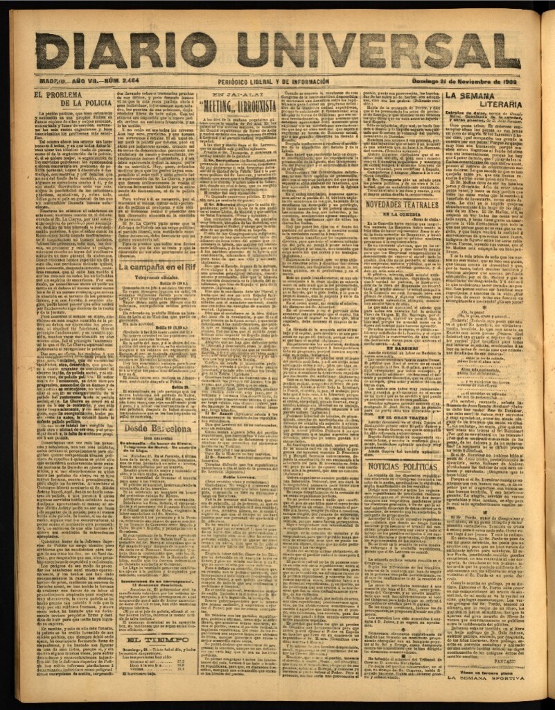 Miniatura de Diario Universal del 21 de noviembre de 1909