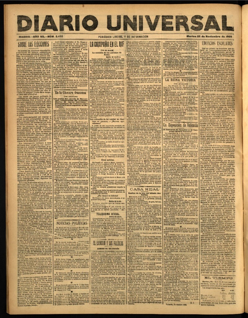 Miniatura de Diario Universal del 23 de noviembre de 1909
