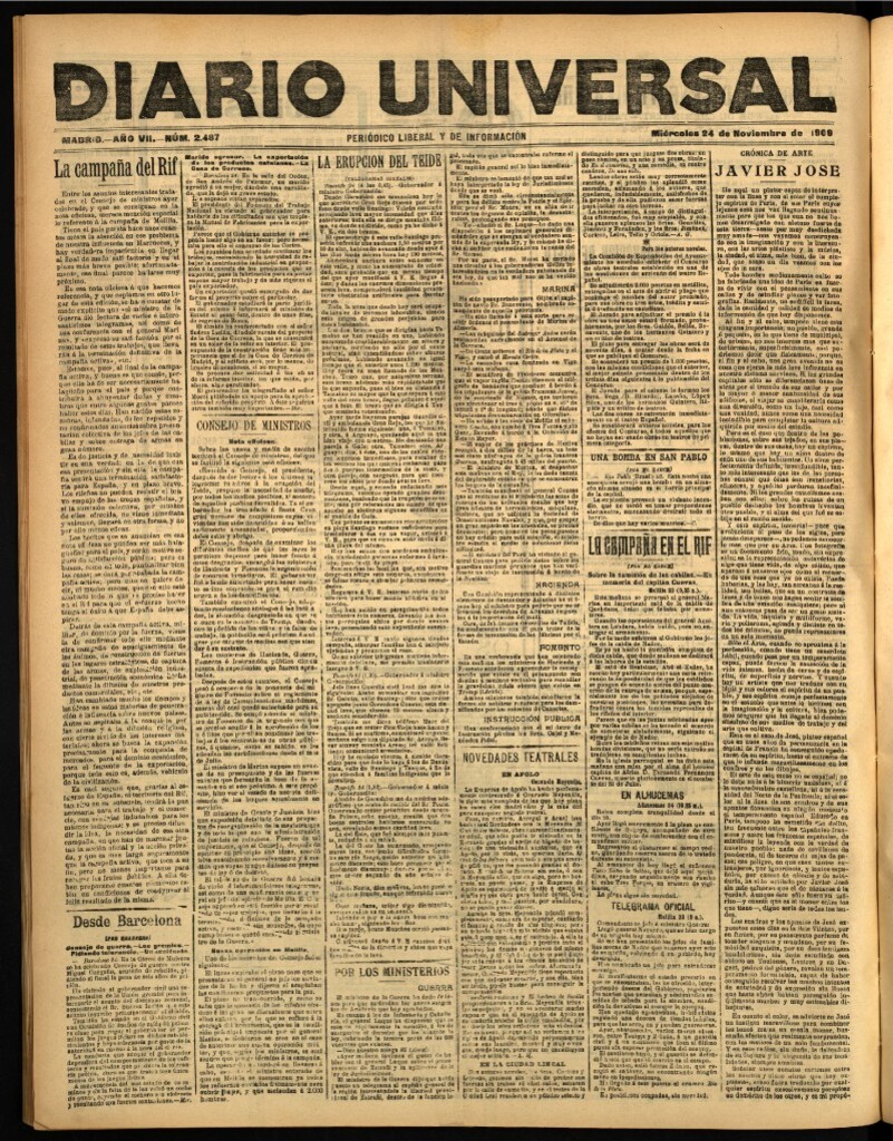 Miniatura de Diario Universal del 24 de noviembre de 1909