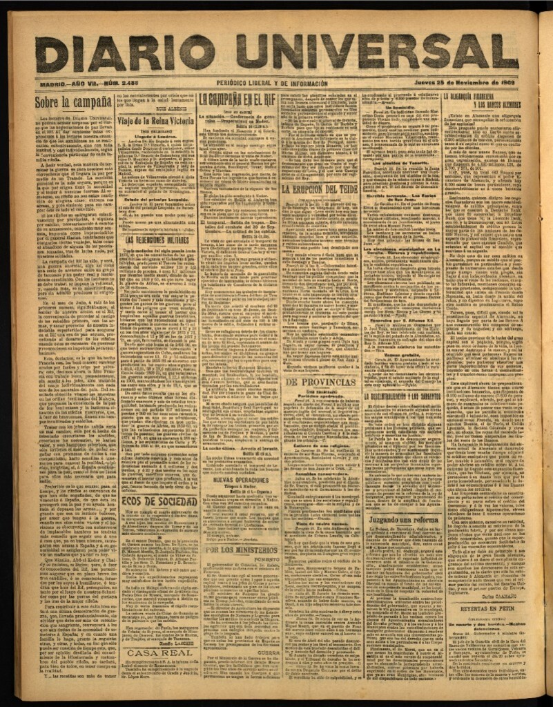 Miniatura de Diario Universal del 25 de noviembre de 1909