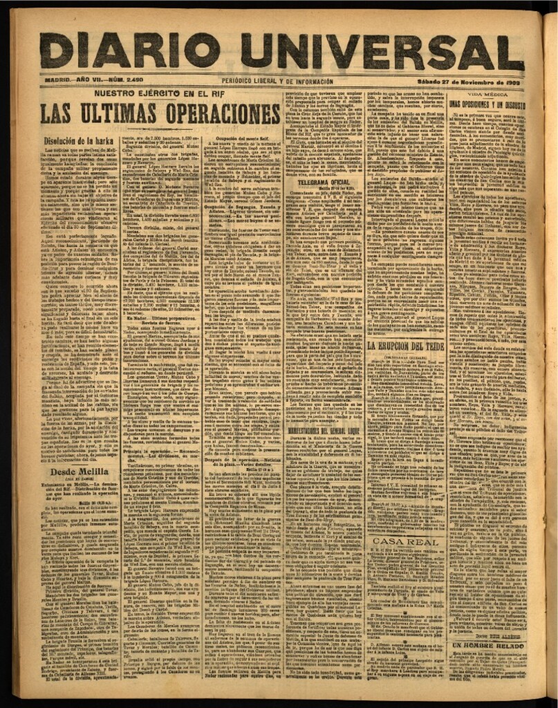 Miniatura de Diario Universal del 27 de noviembre de 1909