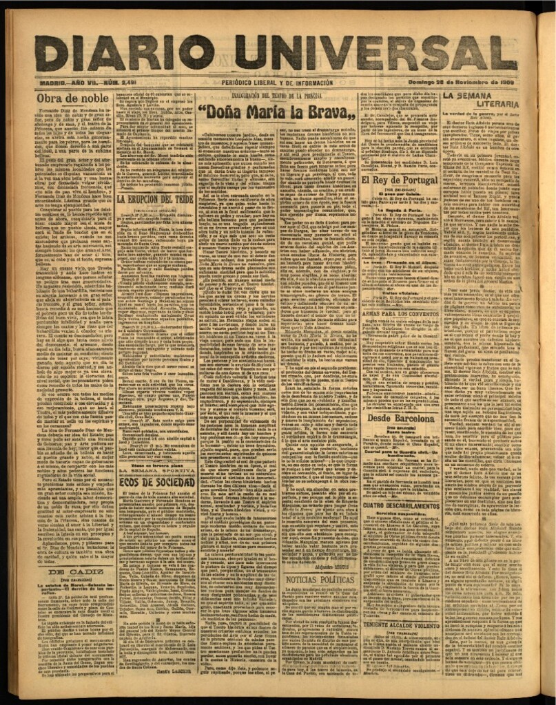 Miniatura de Diario Universal del 28 de noviembre de 1909