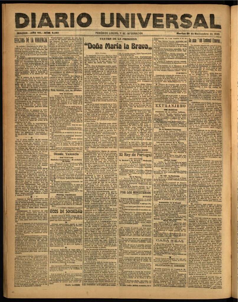 Miniatura de Diario Universal del 30 de noviembre de 1909