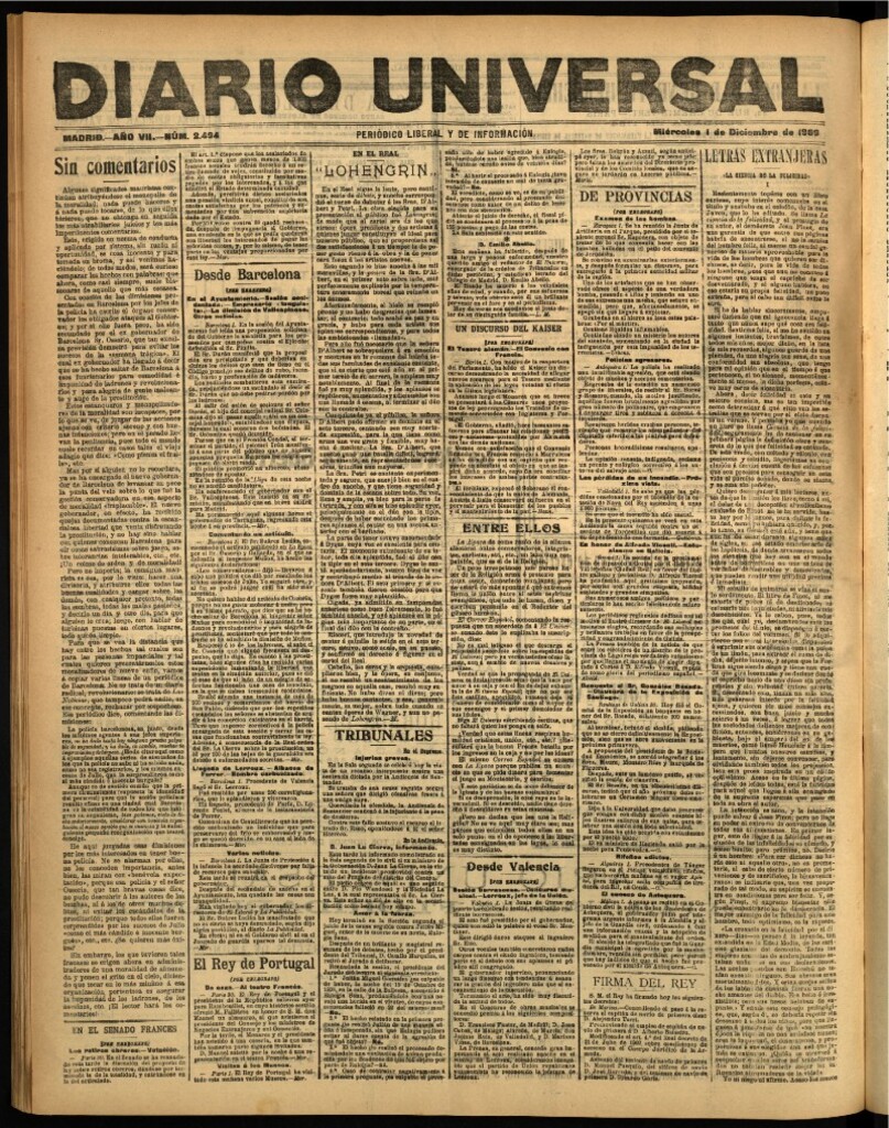 Miniatura de Diario Universal del 1 de diciembre de 1909