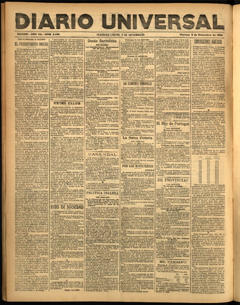 Miniatura de Diario Universal del 3 de diciembre de 1909