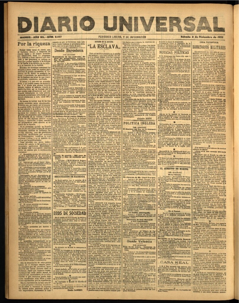 Miniatura de Diario Universal del 4 de diciembre de 1909
