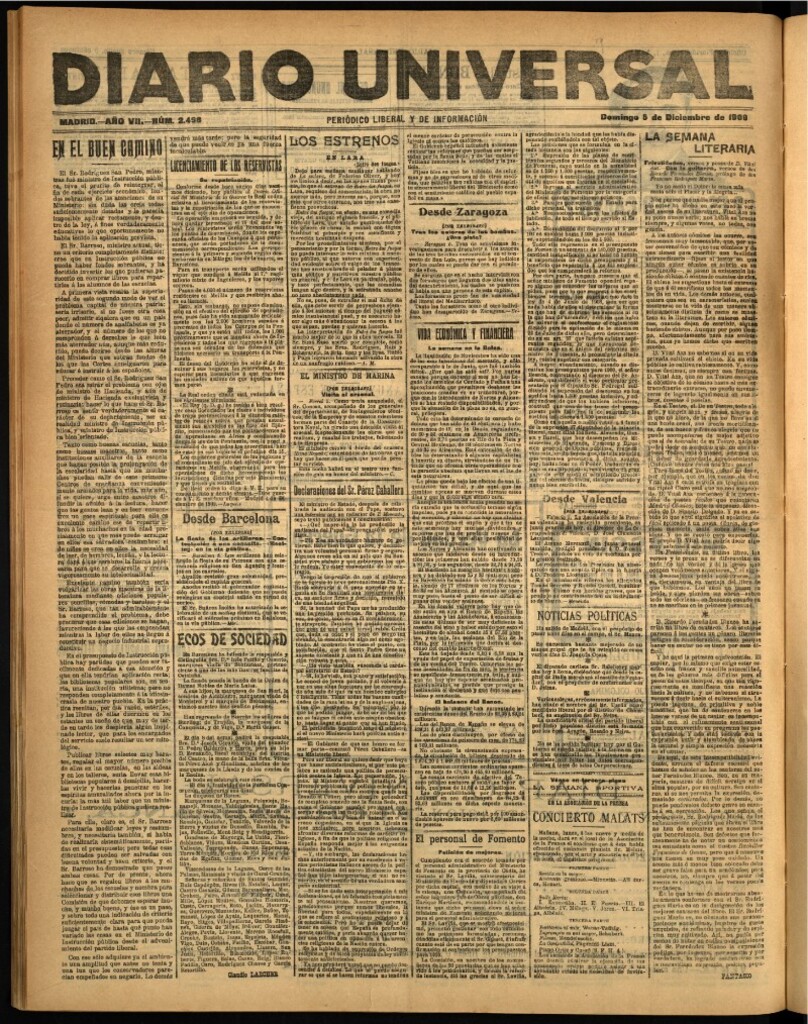 Miniatura de Diario Universal del 5 de diciembre de 1909