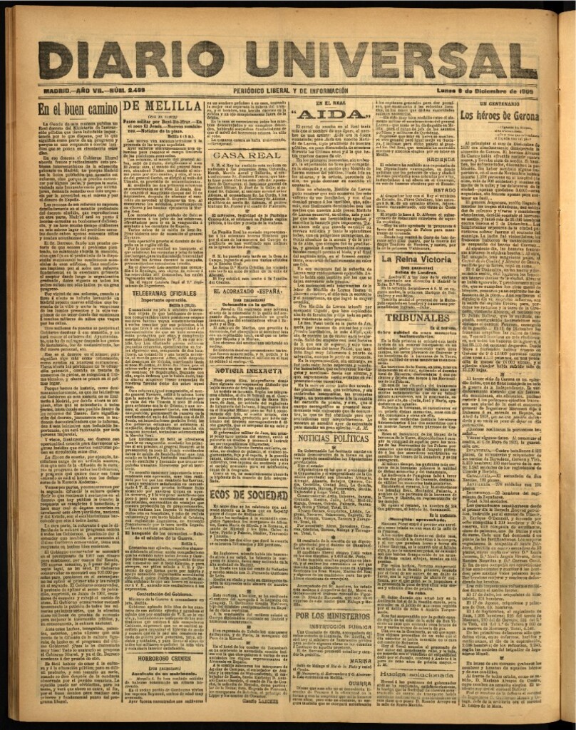 Miniatura de Diario Universal del 6 de diciembre de 1909