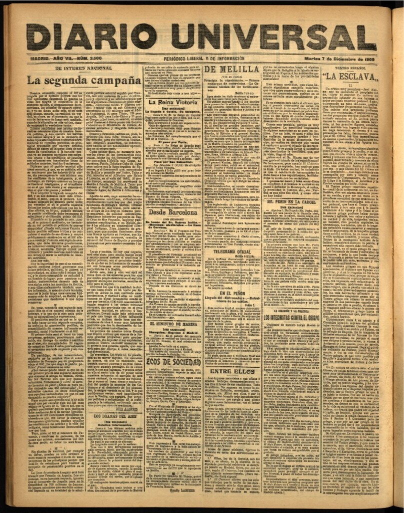 Miniatura de Diario Universal del 7 de diciembre de 1909