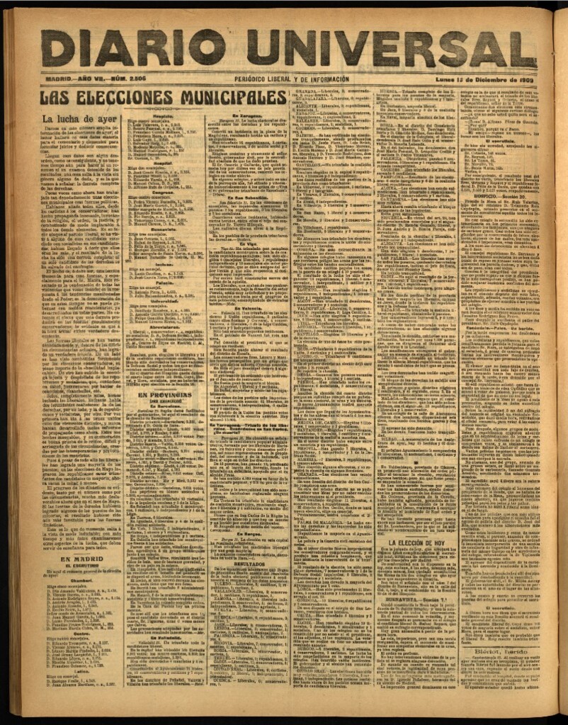 Miniatura de Diario Universal del 13 de diciembre de 1909