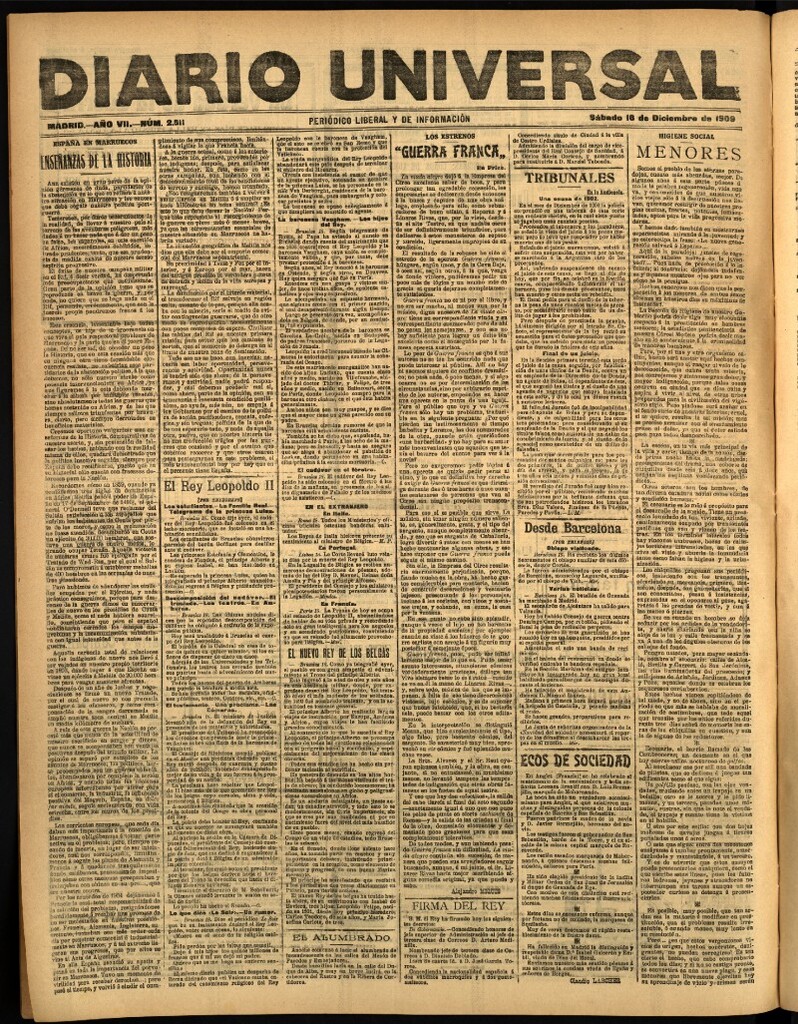 Miniatura de Diario Universal del 18 de diciembre de 1909