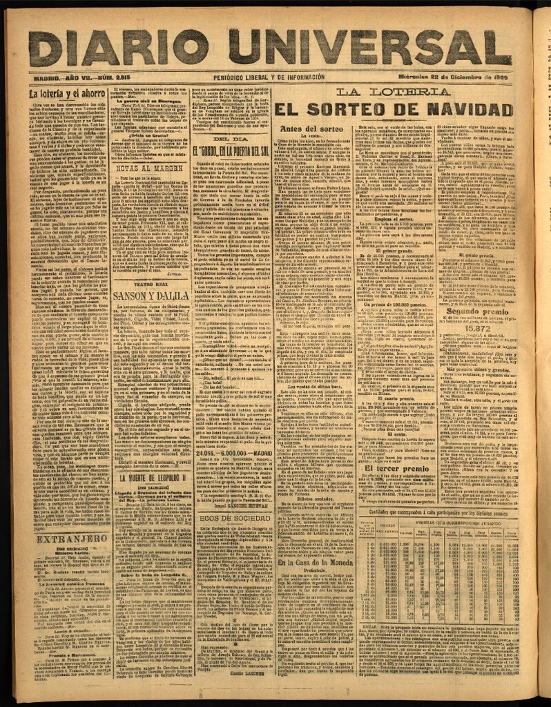 Miniatura de Diario Universal del 22 de diciembre de 1909