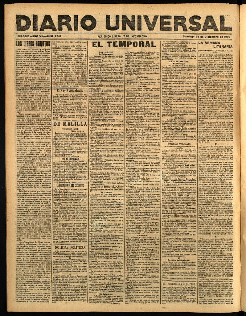 Miniatura de Diario Universal del 26 de diciembre de 1909