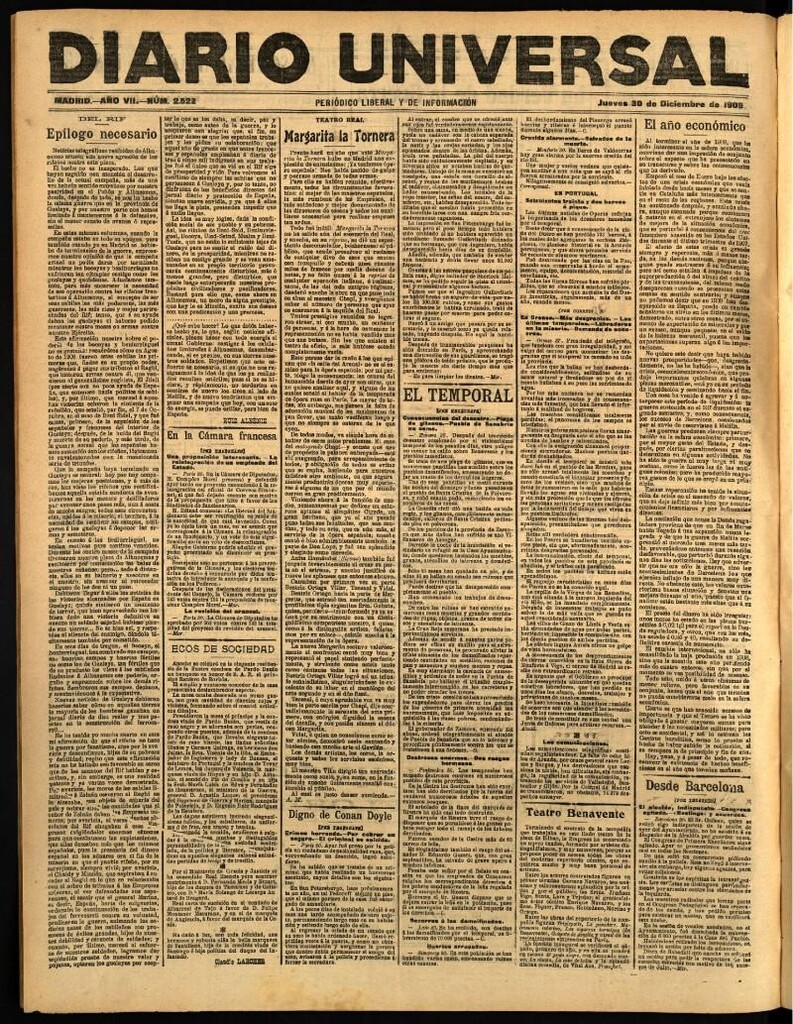 Miniatura de Diario Universal del 30 de diciembre de 1909