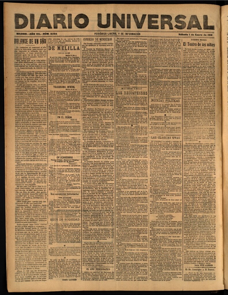 Miniatura de Diario Universal del 1 de enero de 1910