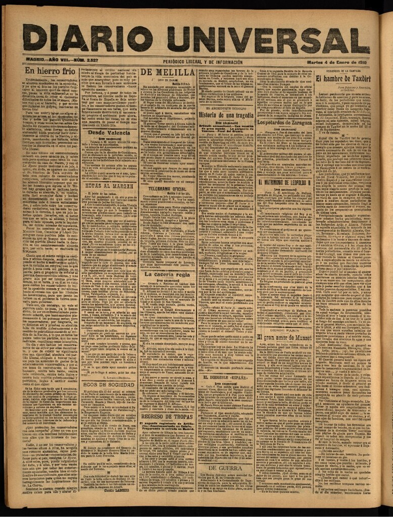Miniatura de Diario Universal del 4 de enero de 1910