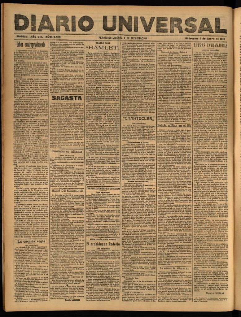Miniatura de Diario Universal del 5 de enero de 1910