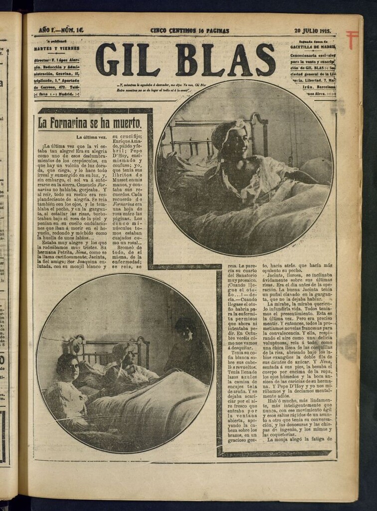 Miniatura de Gil Blas del 20 de julio de 1915
