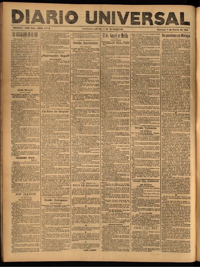 Miniatura de Diario Universal del 7 de enero de 1910