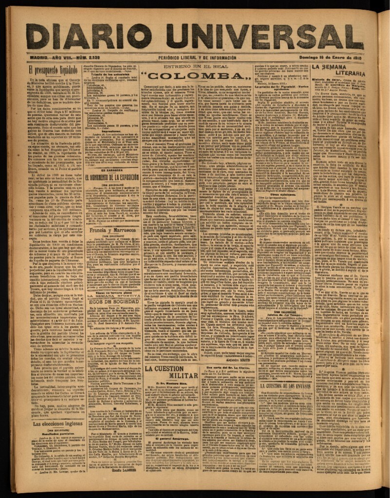Miniatura de Diario Universal del 16 de enero de 1910