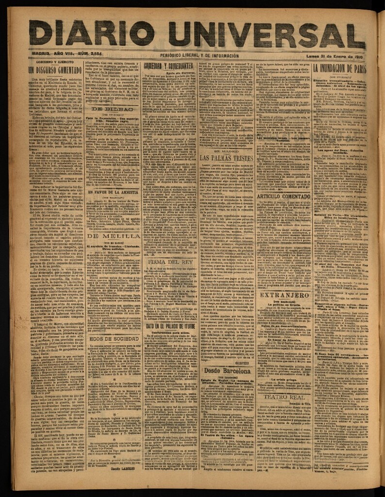 Miniatura de Diario Universal del 31 de enero de 1910