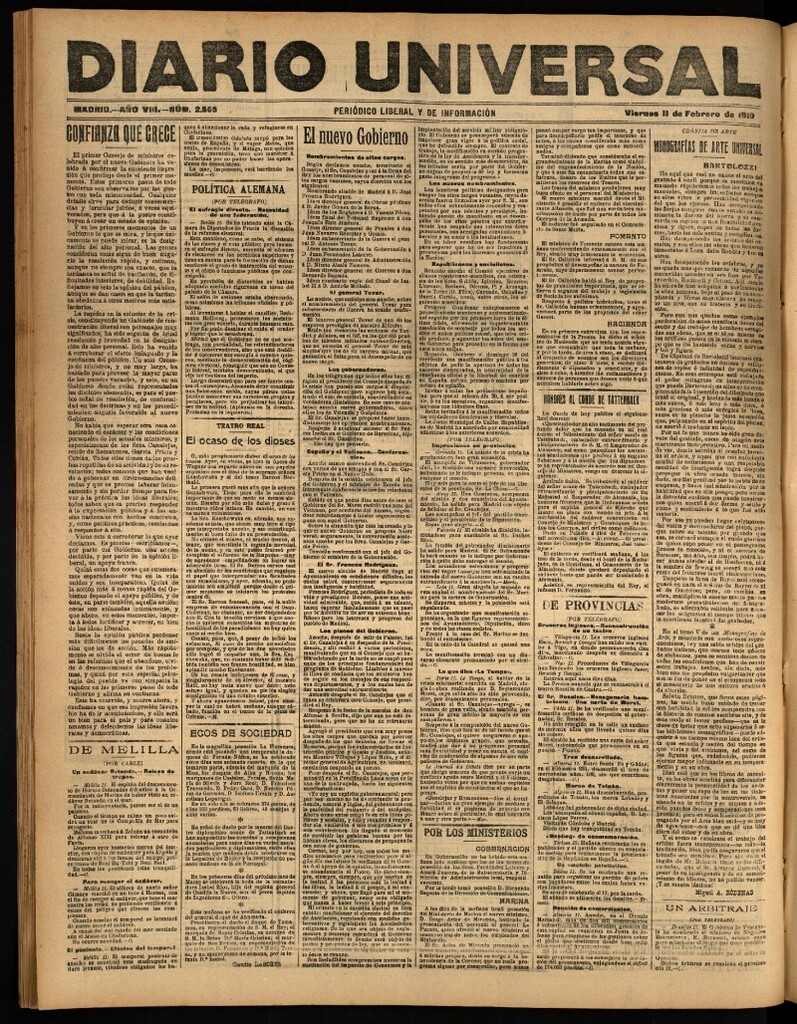 Miniatura de Diario Universal del 11 de febrero de 1910