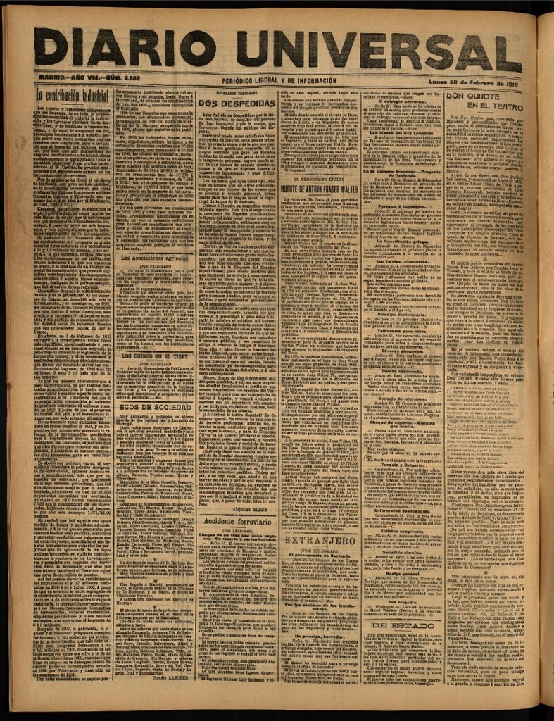 Miniatura de Diario Universal del 28 de febrero de 1910