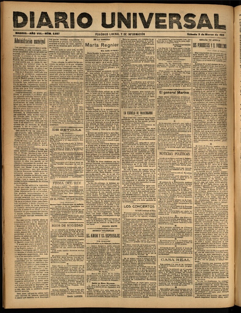 Miniatura de Diario Universal del 5 de marzo de 1910