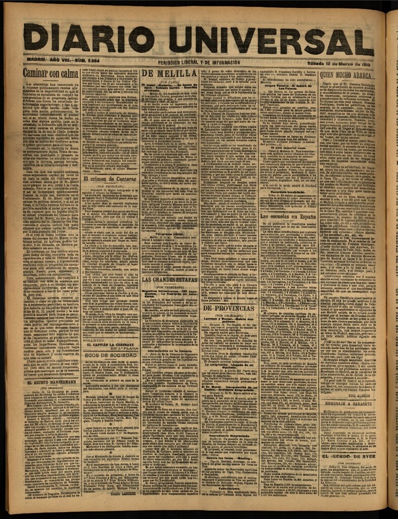 Miniatura de Diario Universal del 12 de marzo de 1910