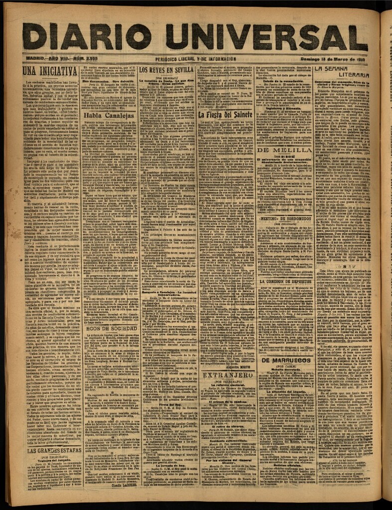 Miniatura de Diario Universal del 13 de marzo de 1910