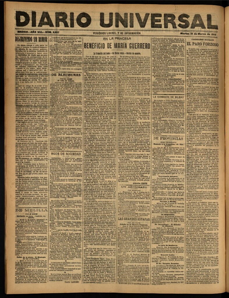 Miniatura de Diario Universal del 15 de marzo de 1910